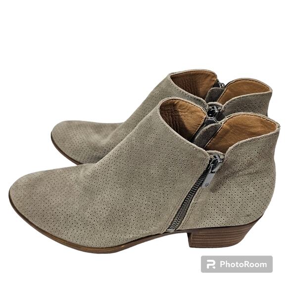 Lucky Brand Bayley2 Beige Perforated Suede Leather Booties Women's Size 9.5 M - Picture 3 of 10